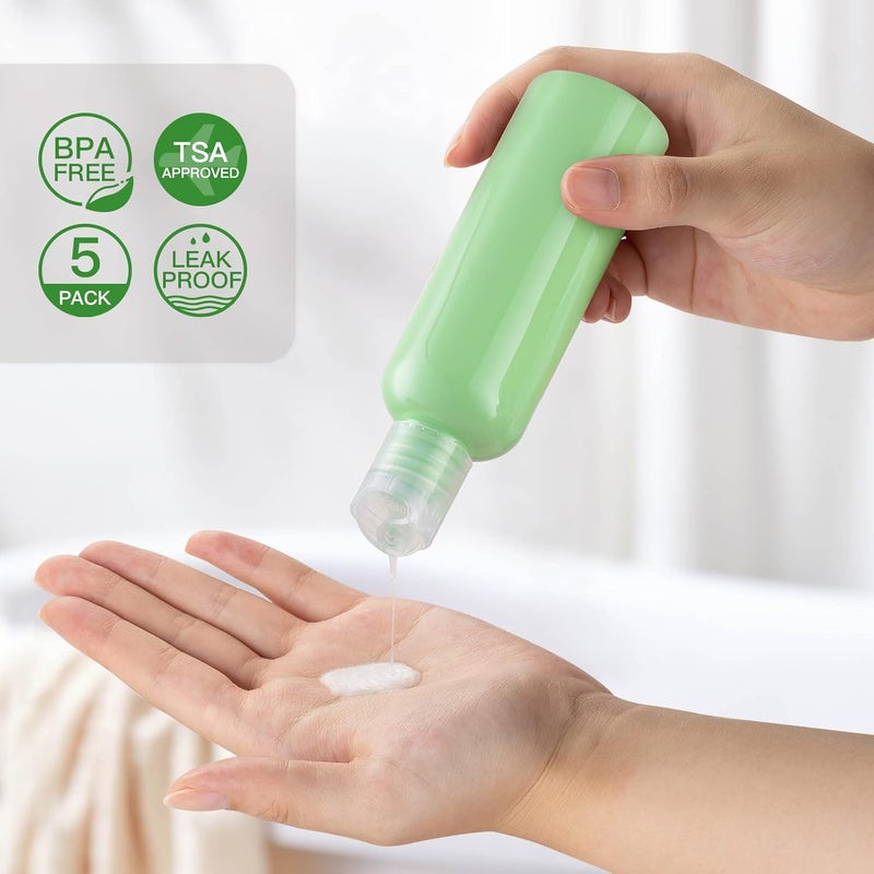 owlyee Travel Bottles for Toiletries 3.4 oz - Travel Size Containers for Shampoo Plastic - Small Empty Lotion Squeeze Bottle for Liquid TSA Approved - Leak Proof Mini Conditioner Refillable 5Color 100ml - Image 2